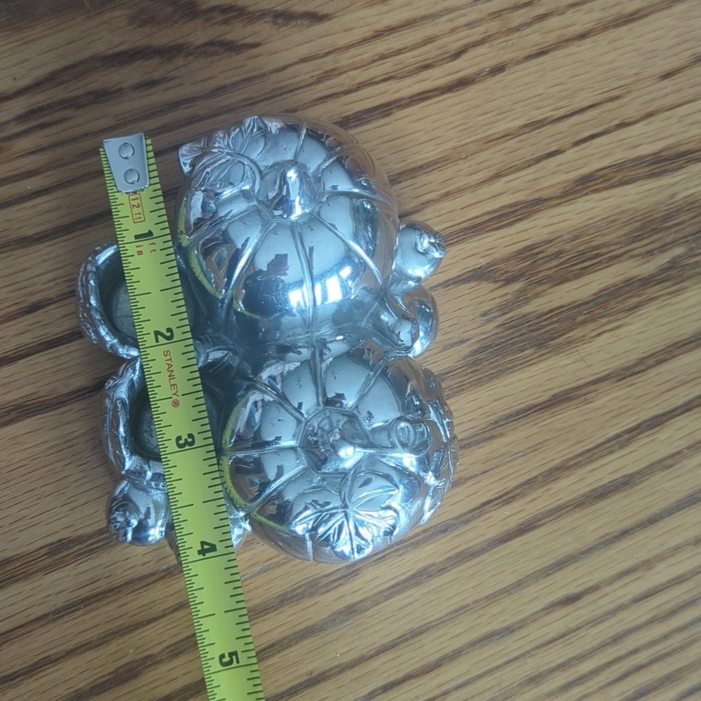 Vintage Contemporary Polished Pewter Sculpture of Pumpkins Candle Stick Holder - Picture 7 of 8